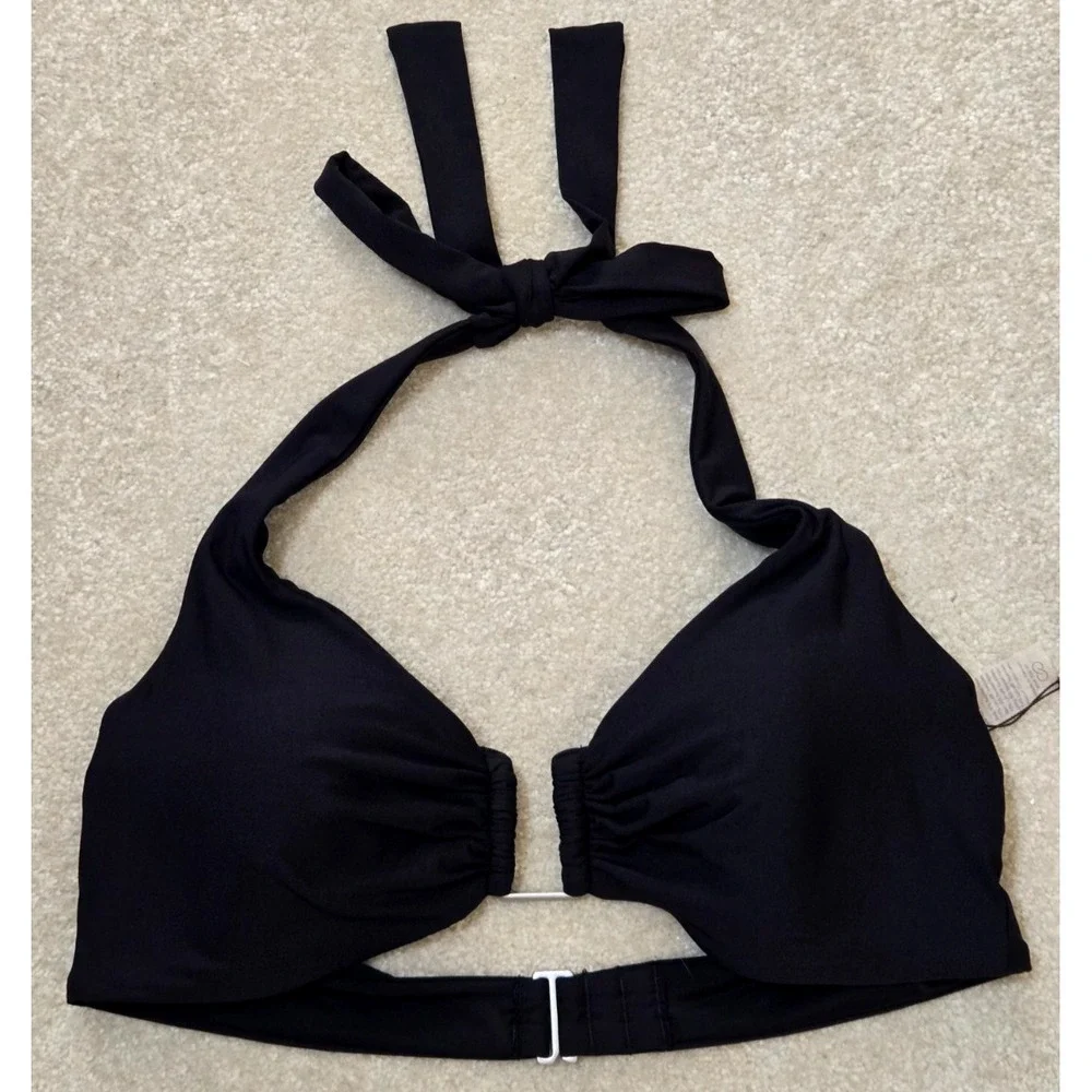 Calia Ubar‎ Halter Bikini Top Women's XL Pure Black NWT